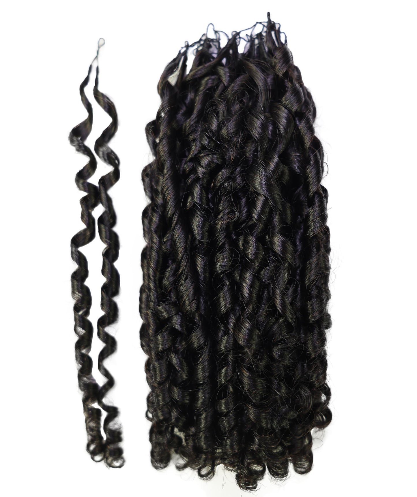 LUXLUXE Knotless Pixie Curly Raw Crochet Natural Human Hair Extensions - 14" 40g 16" 45g & 18" 50g Pre Separated 40 Strands Feather Hairpiece for Women