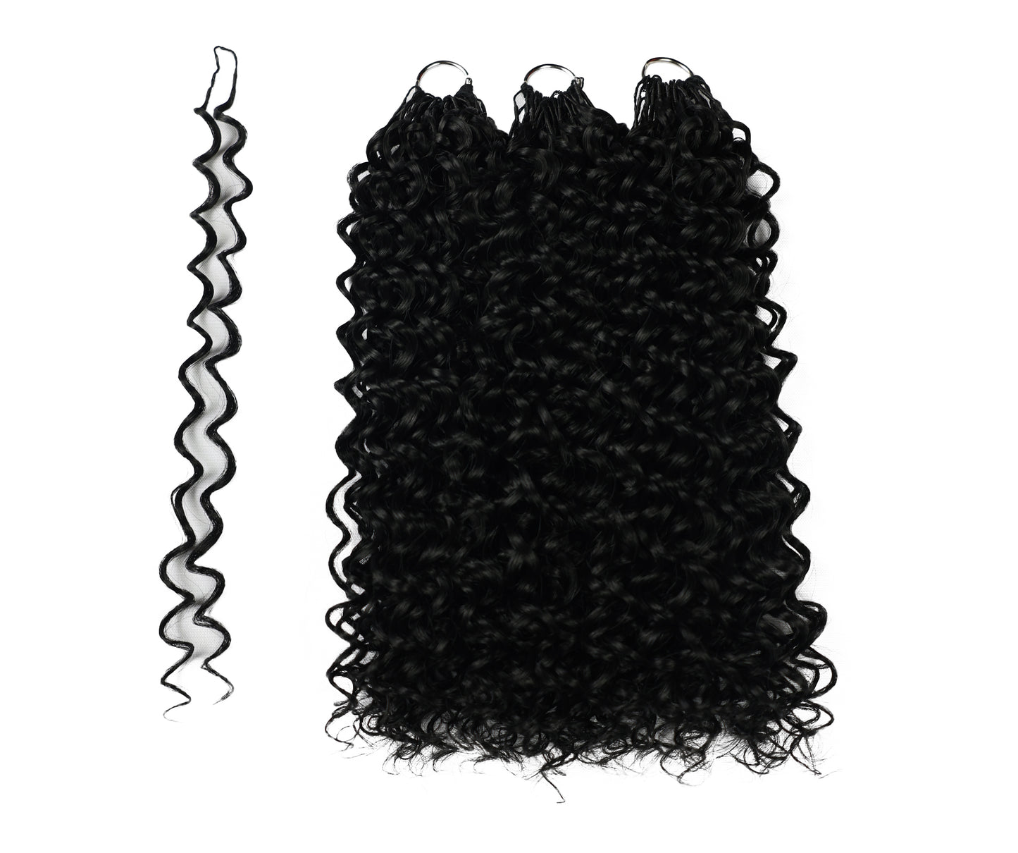 LUXLUXE Water Curl Synthetic Crochet Hair Extensions – Available in 14"  78g 18" 100g & 22" 120g Pre Separated 100 Strands Feather Hairpiece for Natural Bouncy Curls