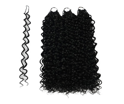 LUXLUXE Water Curl Synthetic Crochet Hair Extensions – Available in 14"  78g 18" 100g & 22" 120g Pre Separated 100 Strands Feather Hairpiece for Natural Bouncy Curls