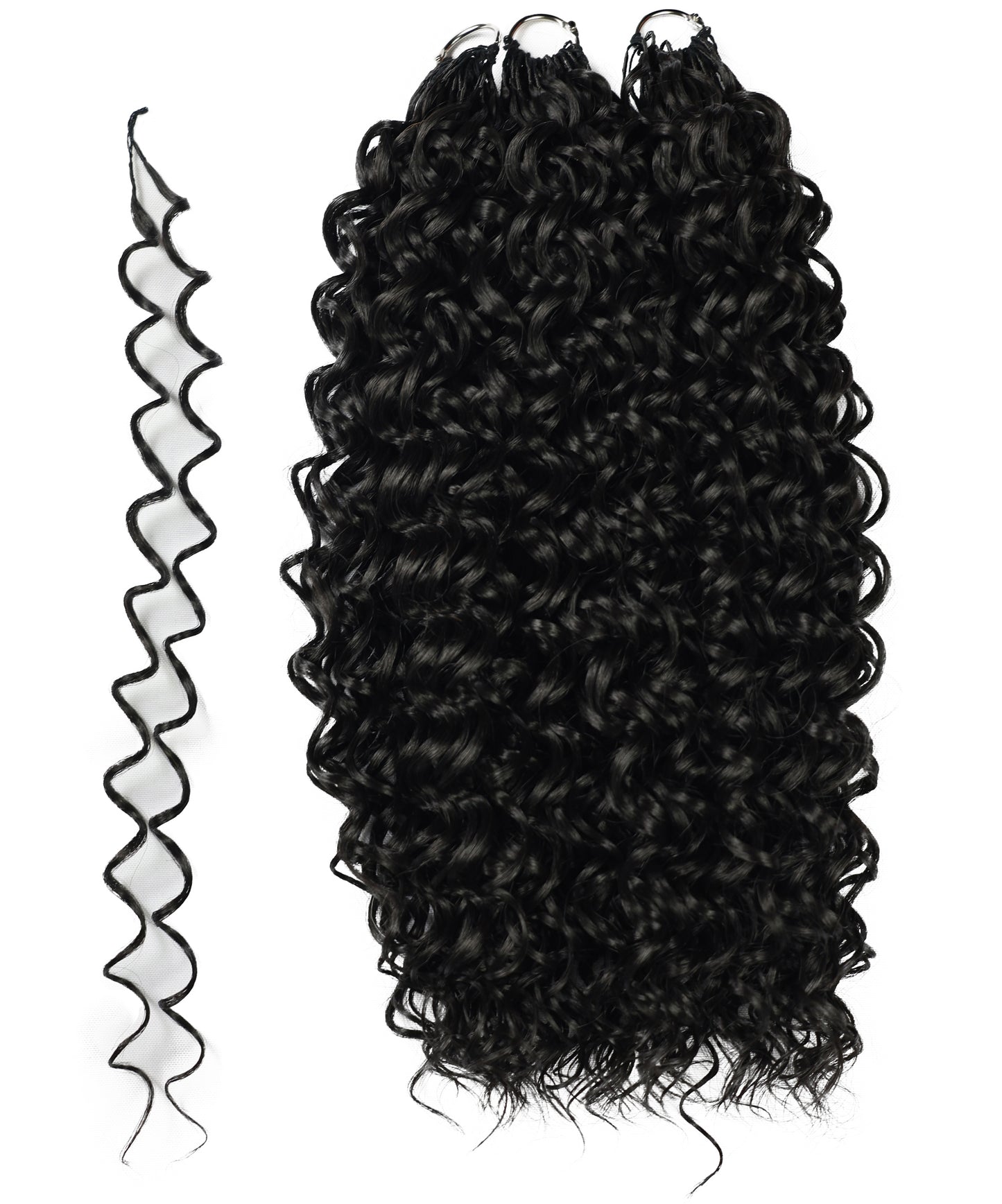 LUXLUXE Dominican Synthetic Crochet Hair Extensions – 14" 78g, 18" 100g, 22" 120g Pre Separated 100 Strands Feather Curly Hairpiece