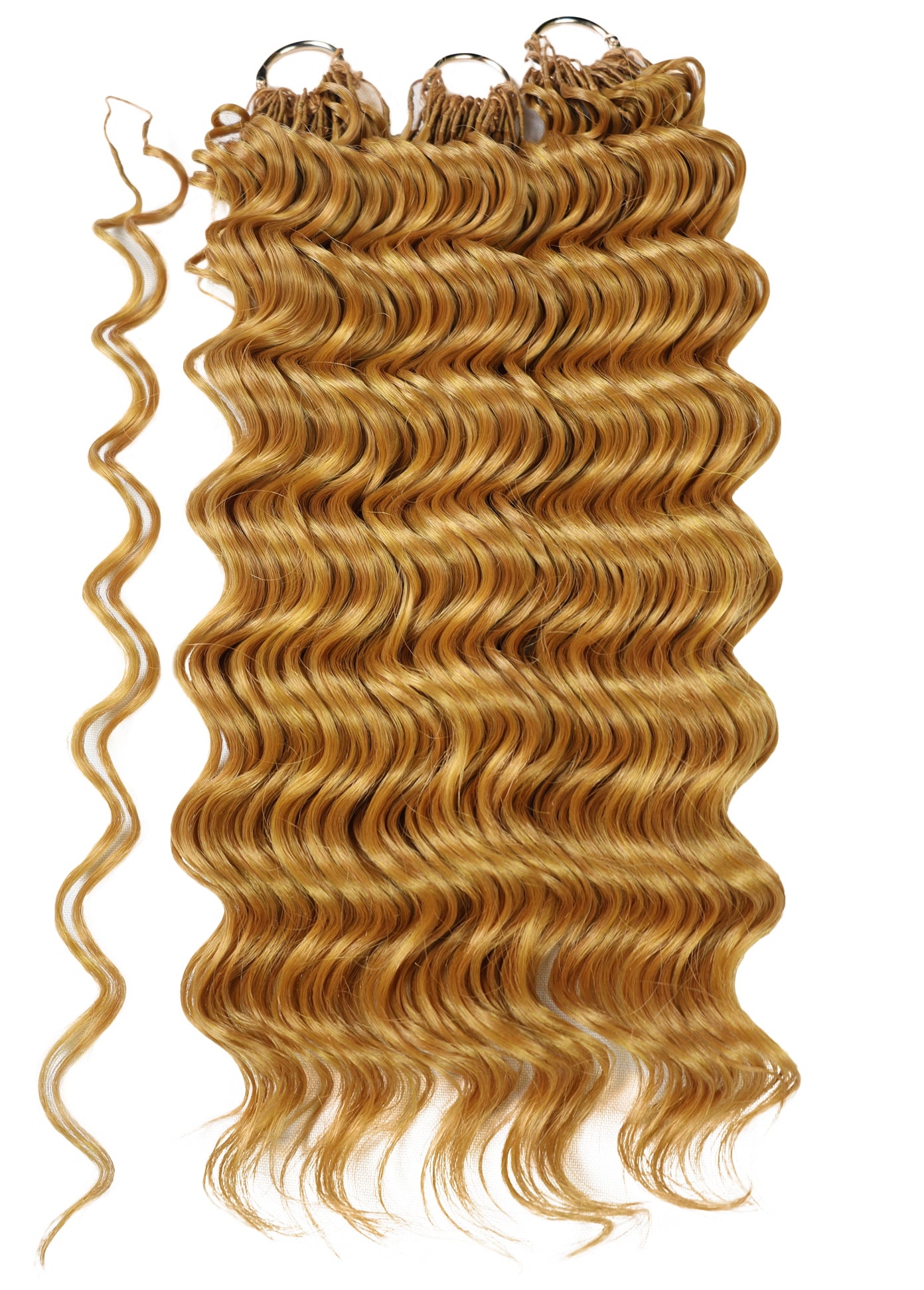 LUXLUXE Deep Wave Synthetic Crochet Hair Extensions – Available in 14"  78g 18" 100g & 22" 120g Pre Separated 100 Strands Feather Hairpiece