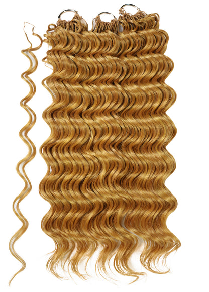 LUXLUXE Deep Wave Synthetic Crochet Hair Extensions – Available in 14"  78g 18" 100g & 22" 120g Pre Separated 100 Strands Feather Hairpiece