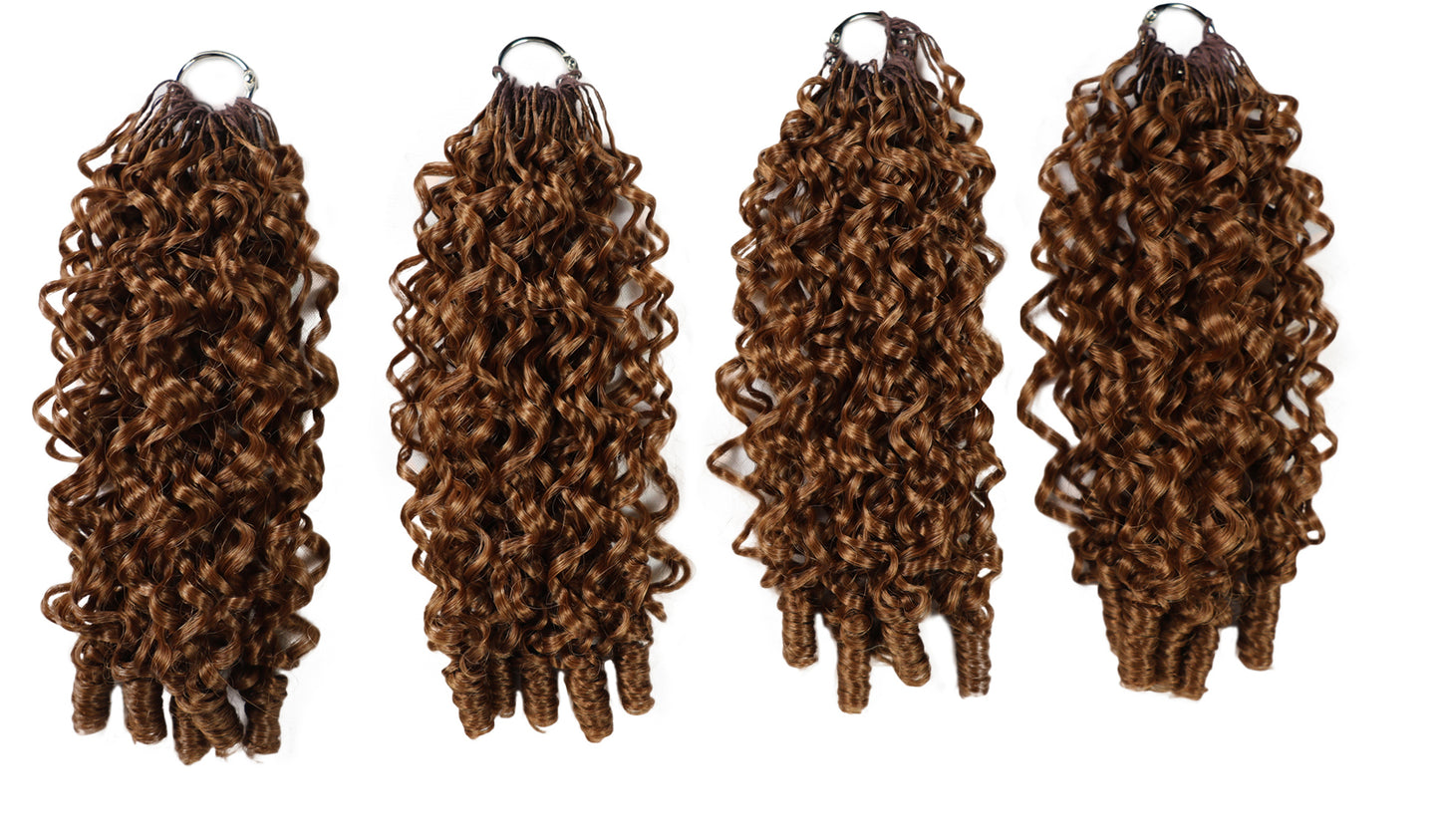 LUXLUXE Burmese Synthetic Crochet Hair Extensions – 14" 78g, 18" 100g, 22" 120g Pre Separated 100 Strands Feather Hairpiece for Soft Curly Protective Styles