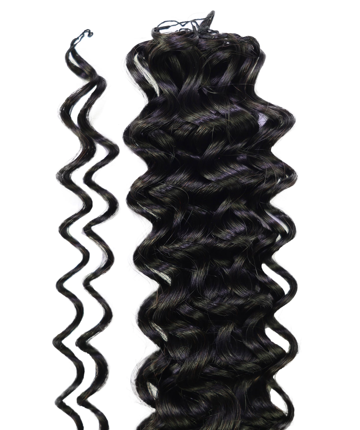 LUXLUXE Water Wave Braids Pre Looped Long Human Hair Extensions 40 Strands - Natural & Natural Black 14,16 & 18 Inch with weights 40g 45g & 50g Deep Curly Feather Braiding Hairpiece