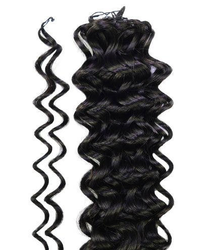 LUXLUXE Water Wave Braids Pre Looped Long Human Hair Extensions 40 Strands - Natural & Natural Black 14,16 & 18 Inch with weights 40g 45g & 50g Deep Curly Feather Braiding Hairpiece