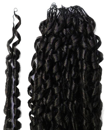 LUXLUXE Knotless Pixie Curly Raw Crochet Natural Human Hair Extensions - 14" 40g 16" 45g & 18" 50g Pre Separated 40 Strands Feather Hairpiece for Women
