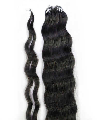 LUXLUXE Knotless Wet & Wavy Crochet Human Hair Extensions - Natural Black 14" 40g 16" 45g & 18" 50g Pre Separated 40 Strands Feather Hairpiece With String In The Middle Braid