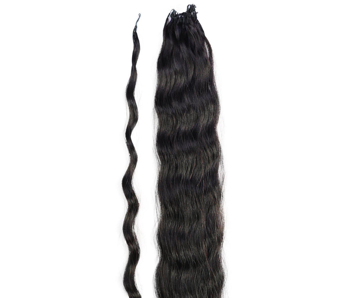 LUXLUXE Knotless Wet & Wavy Crochet Human Hair Extensions - Natural Black 14" 40g 16" 45g & 18" 50g Pre Separated 40 Strands Feather Hairpiece With String In The Middle Braid