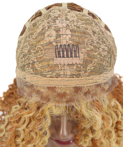 Esi Honey Blonde Lace Front Wig HD Curly Voluminous Bob for Glamorous Party, Fashion & Everyday Elegant Look