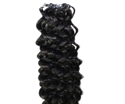 LUXLUXE Water Wave Braids Pre Looped Long Human Hair Extensions 40 Strands - Natural & Natural Black 14,16 & 18 Inch with weights 40g 45g & 50g Deep Curly Feather Braiding Hairpiece