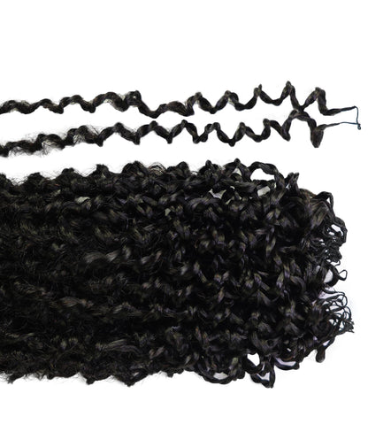 LUXLUXE Knotless Micro Yanky Curly Pre Looped Crochet Human Hair Extensions - Natural Black 14" 40g 16" 45g & 18" 50g Pre Separated 40 Strands Feather Protective Style