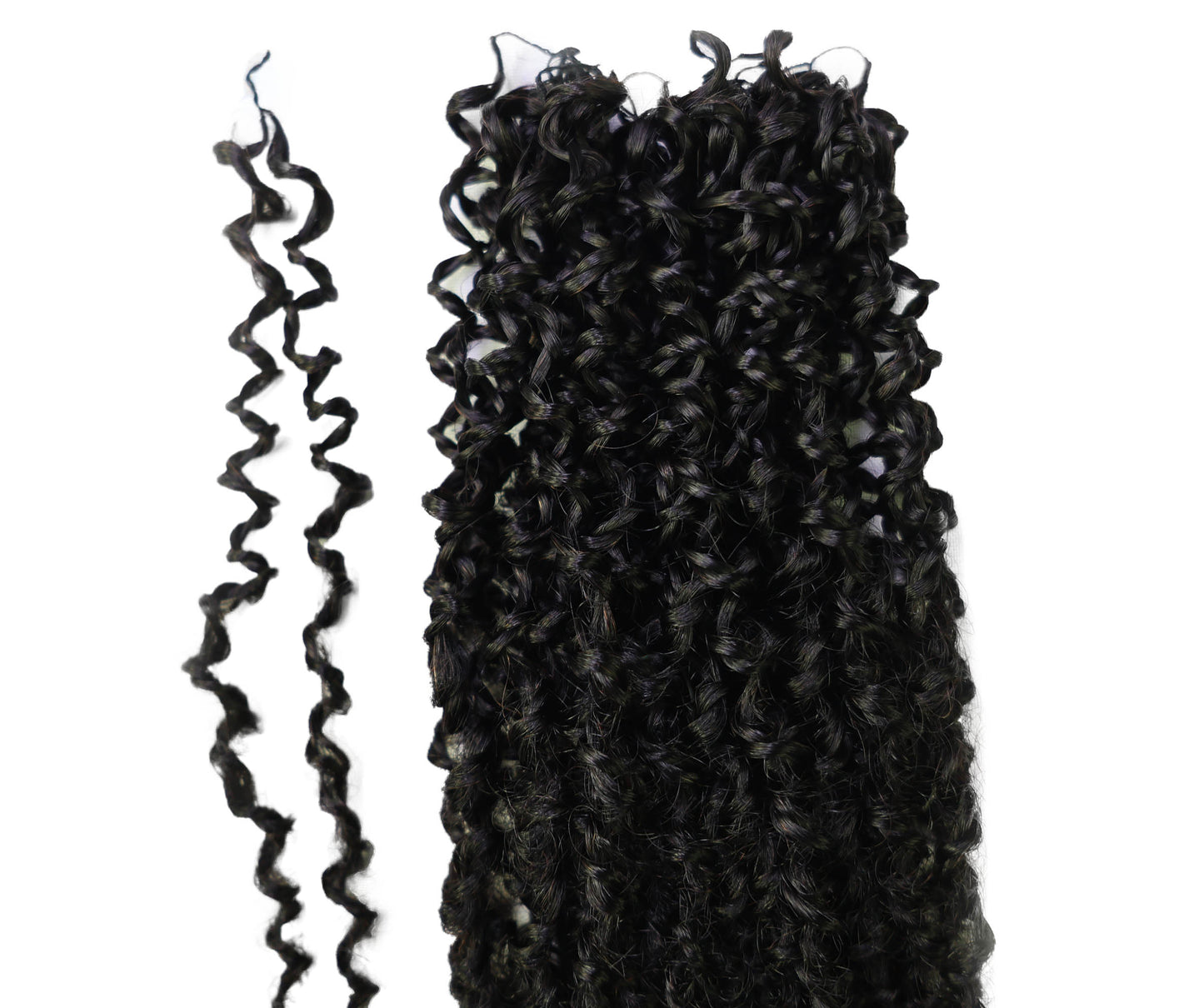 LUXLUXE Knotless Micro Yanky Curly Pre Looped Crochet Human Hair Extensions - Natural Black 14" 40g 16" 45g & 18" 50g Pre Separated 40 Strands Feather Protective Style