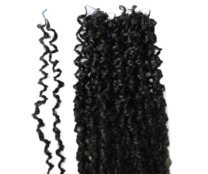 LUXLUXE Knotless Micro Yanky Curly Pre Looped Crochet Human Hair Extensions - Natural Black 14" 40g 16" 45g & 18" 50g Pre Separated 40 Strands Feather Protective Style