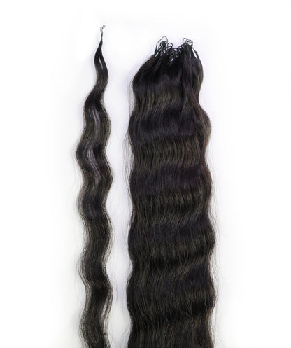 LUXLUXE Knotless Wet & Wavy Crochet Human Hair Extensions - Natural Black 14" 40g 16" 45g & 18" 50g Pre Separated 40 Strands Feather Hairpiece With String In The Middle Braid