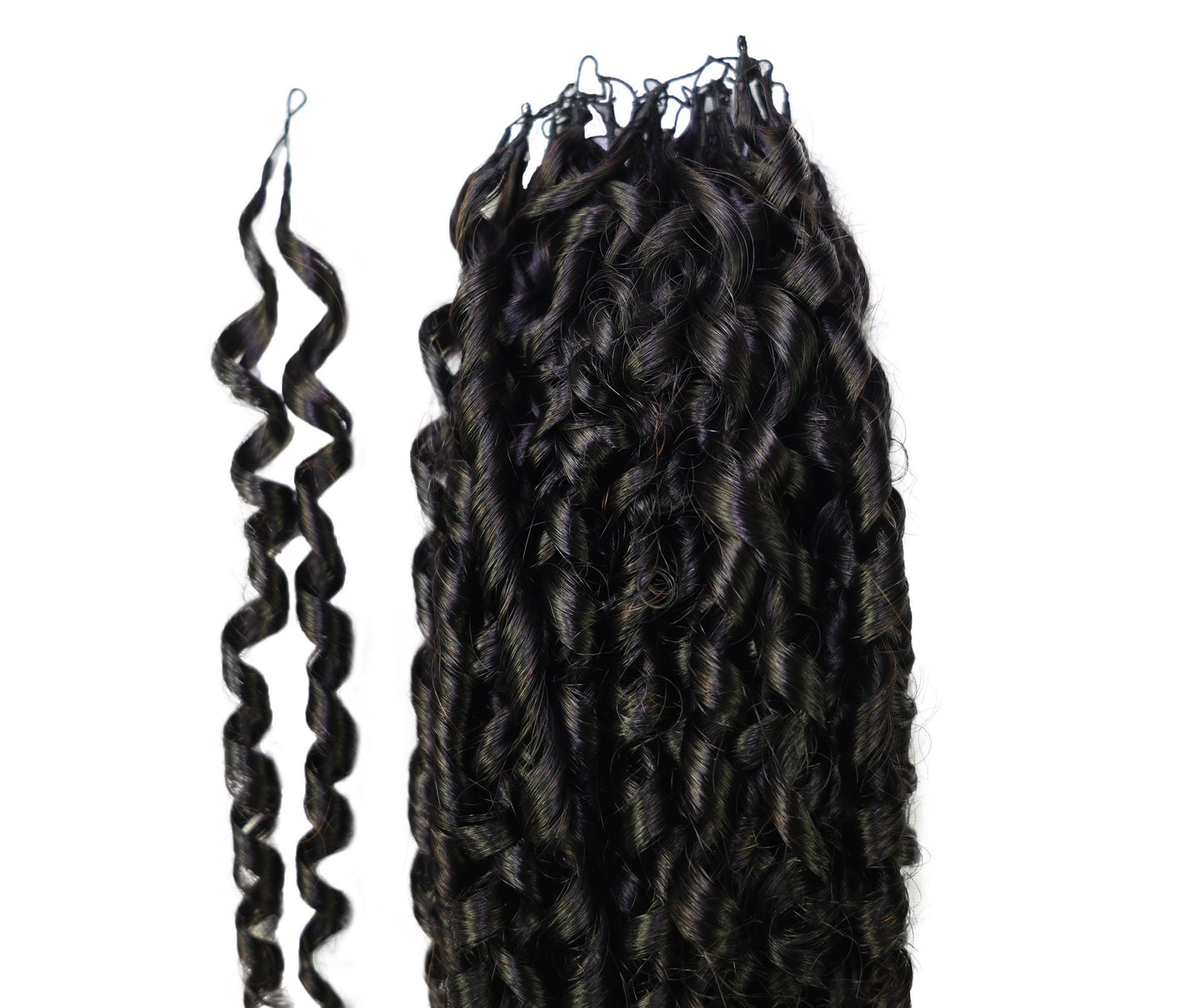 LUXLUXE Knotless Pixie Curly Raw Crochet Natural Human Hair Extensions - 14" 40g 16" 45g & 18" 50g Pre Separated 40 Strands Feather Hairpiece for Women