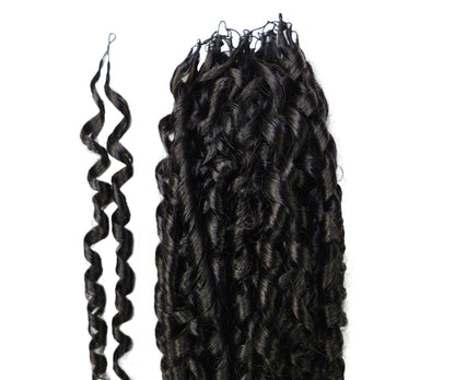LUXLUXE Knotless Pixie Curly Raw Crochet Natural Human Hair Extensions - 14" 40g 16" 45g & 18" 50g Pre Separated 40 Strands Feather Hairpiece for Women
