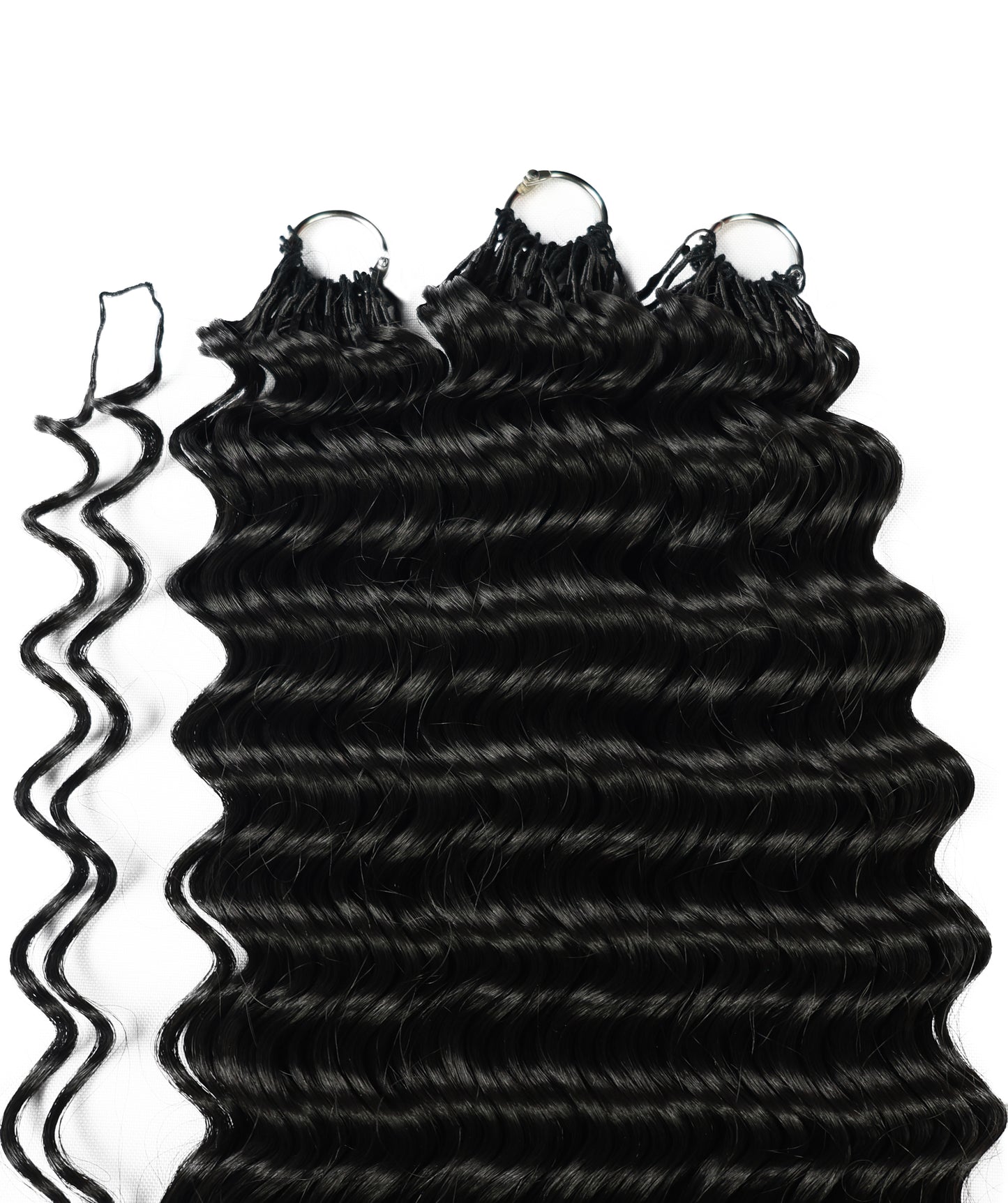 LUXLUXE Deep Wave Synthetic Crochet Hair Extensions – Available in 14"  78g 18" 100g & 22" 120g Pre Separated 100 Strands Feather Hairpiece