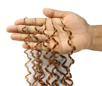 LUXLUXE Burmese Synthetic Crochet Hair Extensions – 14" 78g, 18" 100g, 22" 120g Pre Separated 100 Strands Feather Hairpiece for Soft Curly Protective Styles