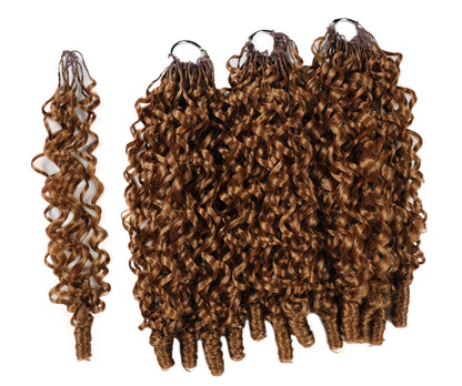 LUXLUXE Burmese Synthetic Crochet Hair Extensions – 14" 78g, 18" 100g, 22" 120g Pre Separated 100 Strands Feather Hairpiece for Soft Curly Protective Styles
