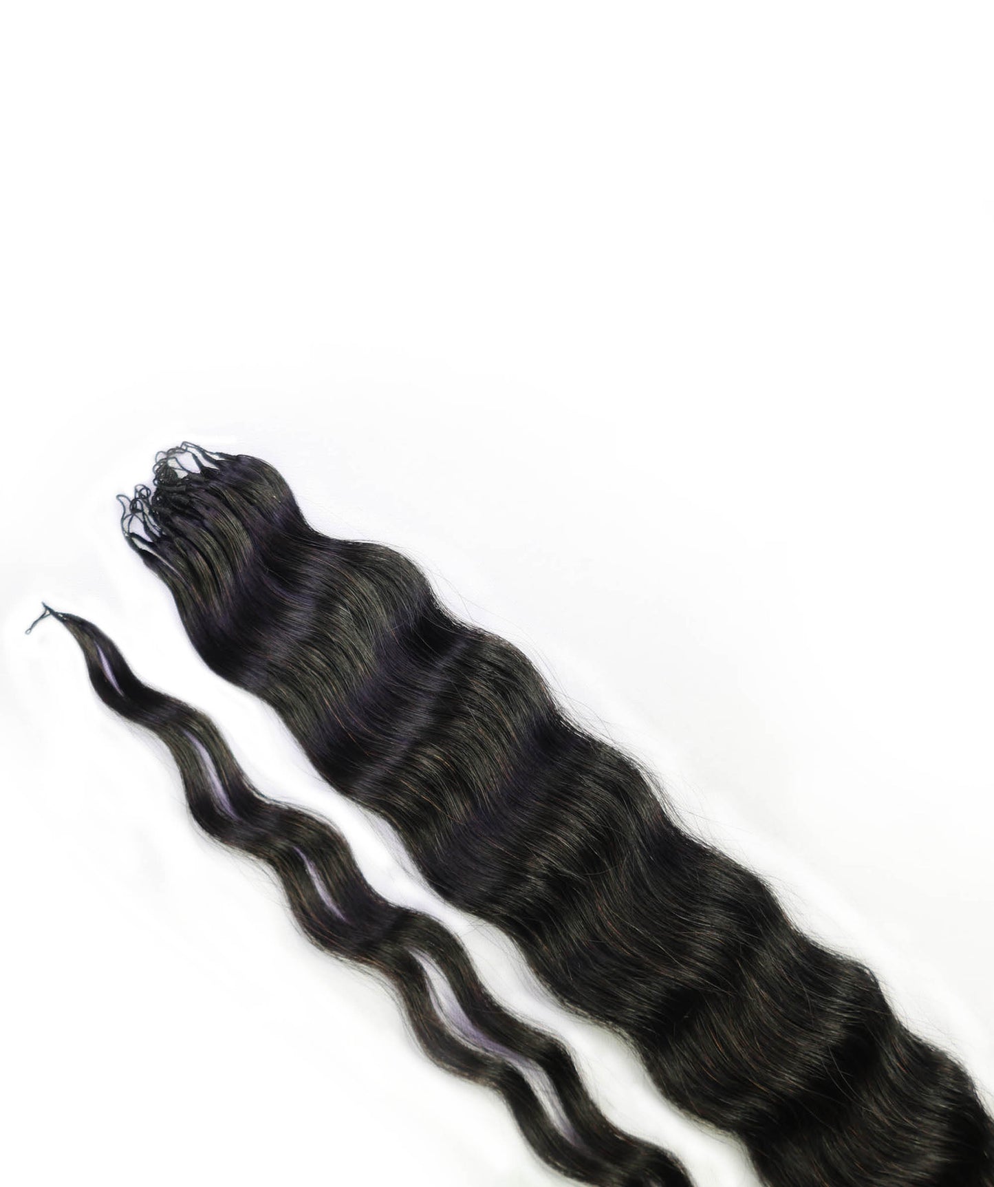 LUXLUXE Knotless Wet & Wavy Crochet Human Hair Extensions - Natural Black 14" 40g 16" 45g & 18" 50g Pre Separated 40 Strands Feather Hairpiece With String In The Middle Braid