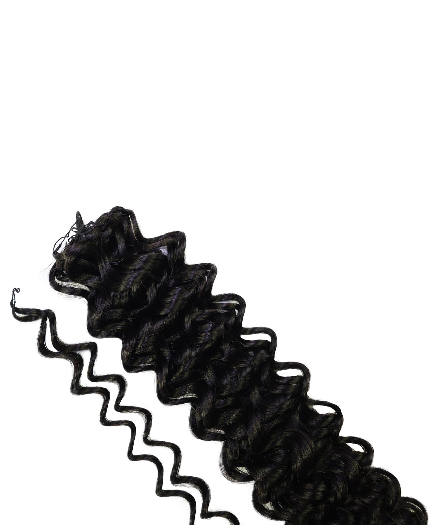 LUXLUXE Water Wave Braids Pre Looped Long Human Hair Extensions 40 Strands - Natural & Natural Black 14,16 & 18 Inch with weights 40g 45g & 50g Deep Curly Feather Braiding Hairpiece