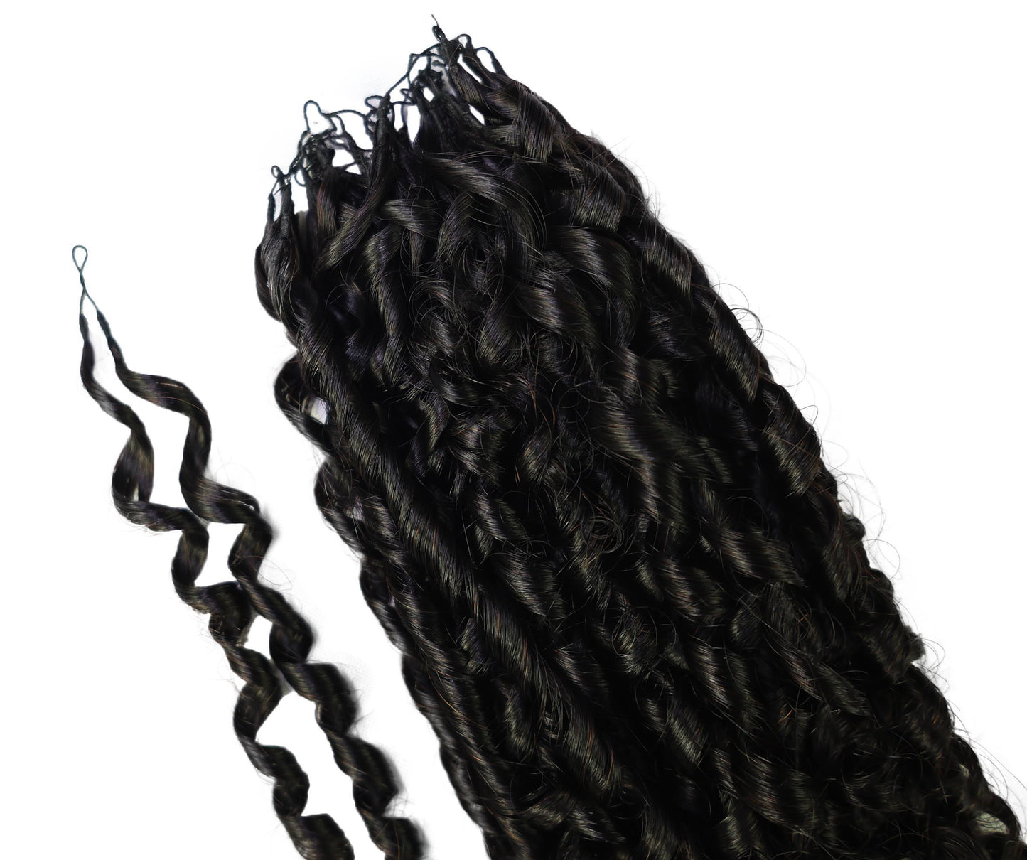 LUXLUXE Knotless Pixie Curly Raw Crochet Natural Human Hair Extensions - 14" 40g 16" 45g & 18" 50g Pre Separated 40 Strands Feather Hairpiece for Women