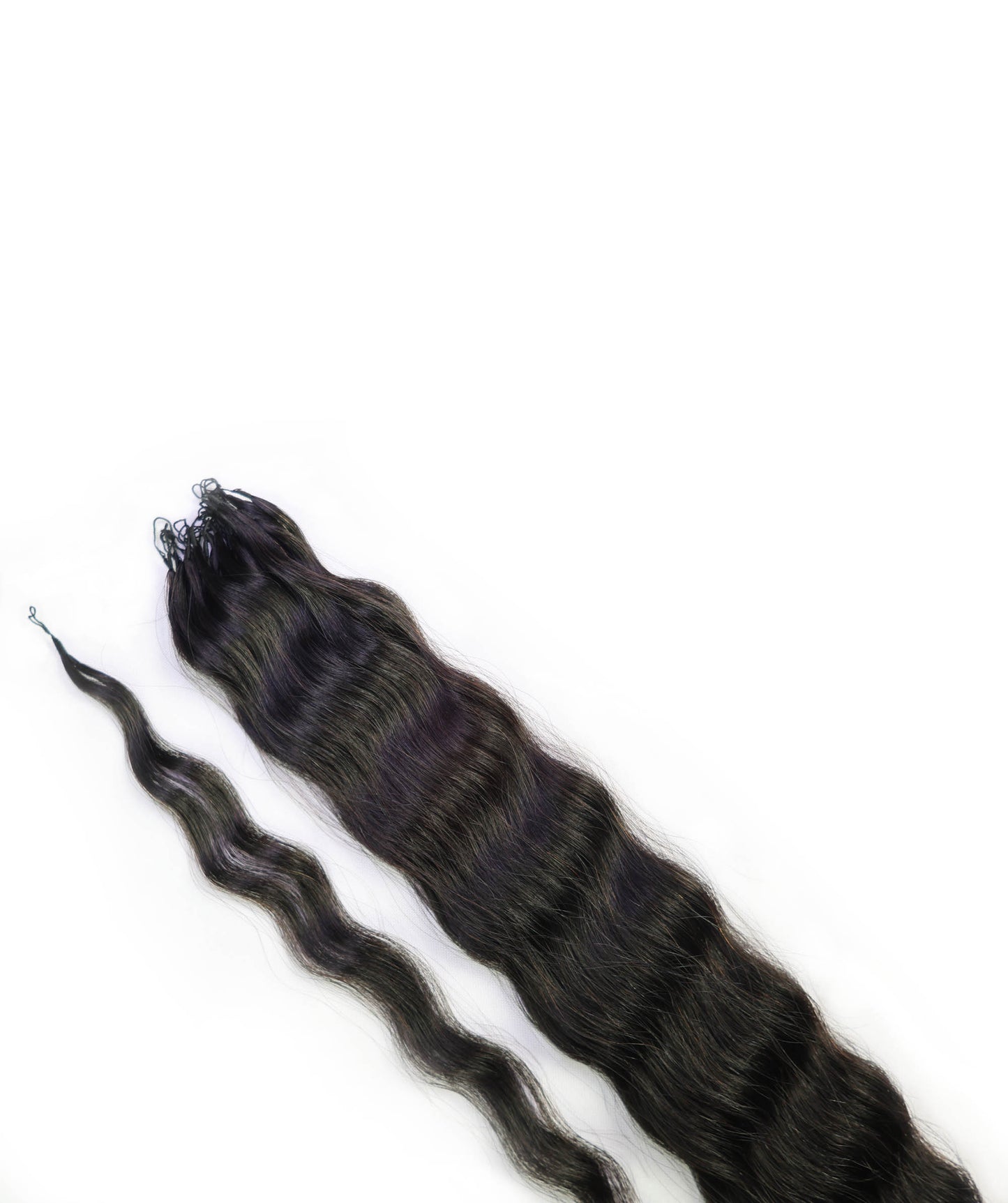 LUXLUXE Knotless Wet & Wavy Crochet Human Hair Extensions - Natural Black 14" 40g 16" 45g & 18" 50g Pre Separated 40 Strands Feather Hairpiece With String In The Middle Braid