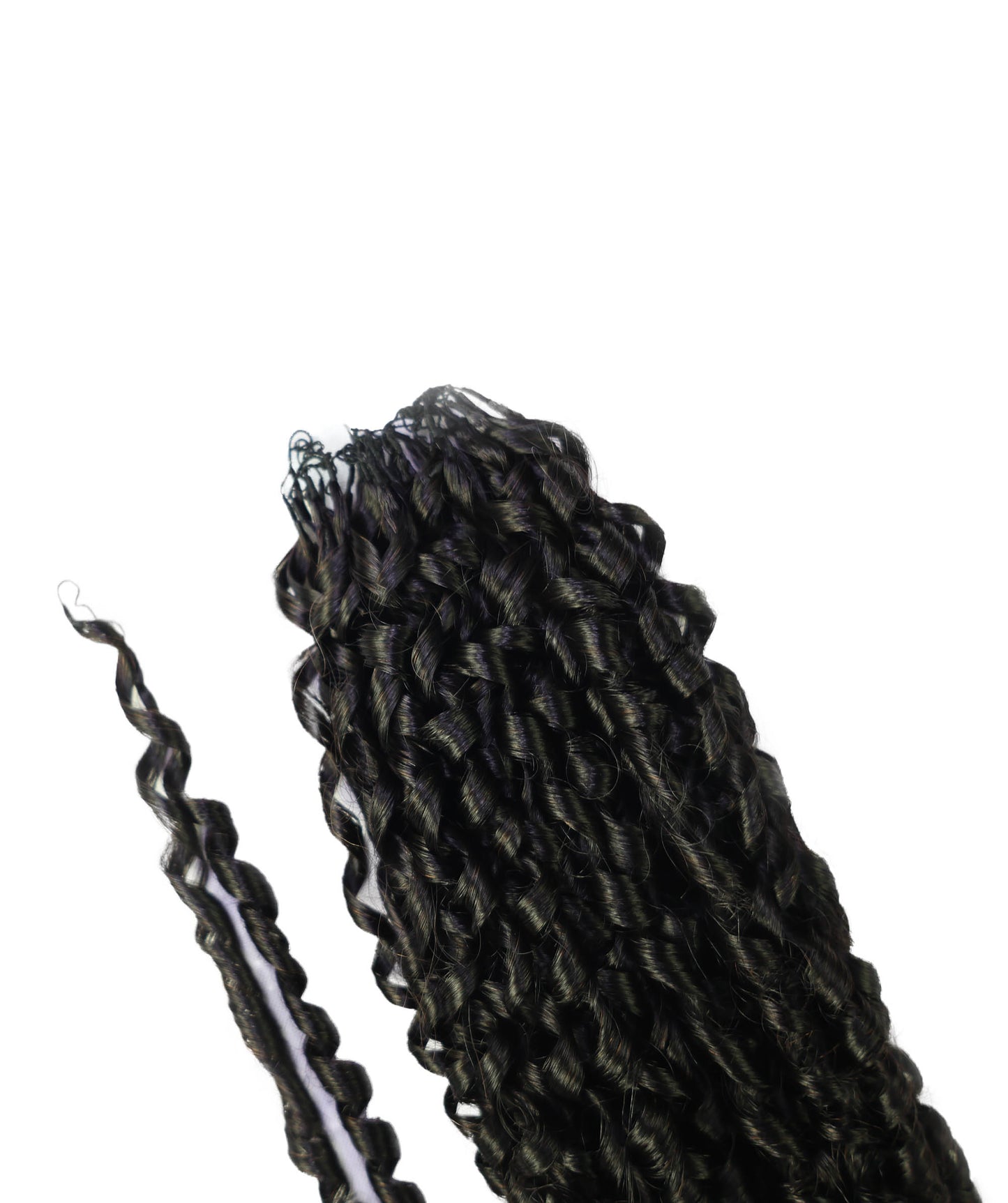 LUXLUXE Knotless Pixie Curly Raw Crochet Natural Human Hair Extensions - 14" 40g 16" 45g & 18" 50g Pre Separated 40 Strands Feather Hairpiece for Women