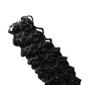 LUXLUXE Water Wave Braids Pre Looped Long Human Hair Extensions 40 Strands - Natural & Natural Black 14,16 & 18 Inch with weights 40g 45g & 50g Deep Curly Feather Braiding Hairpiece