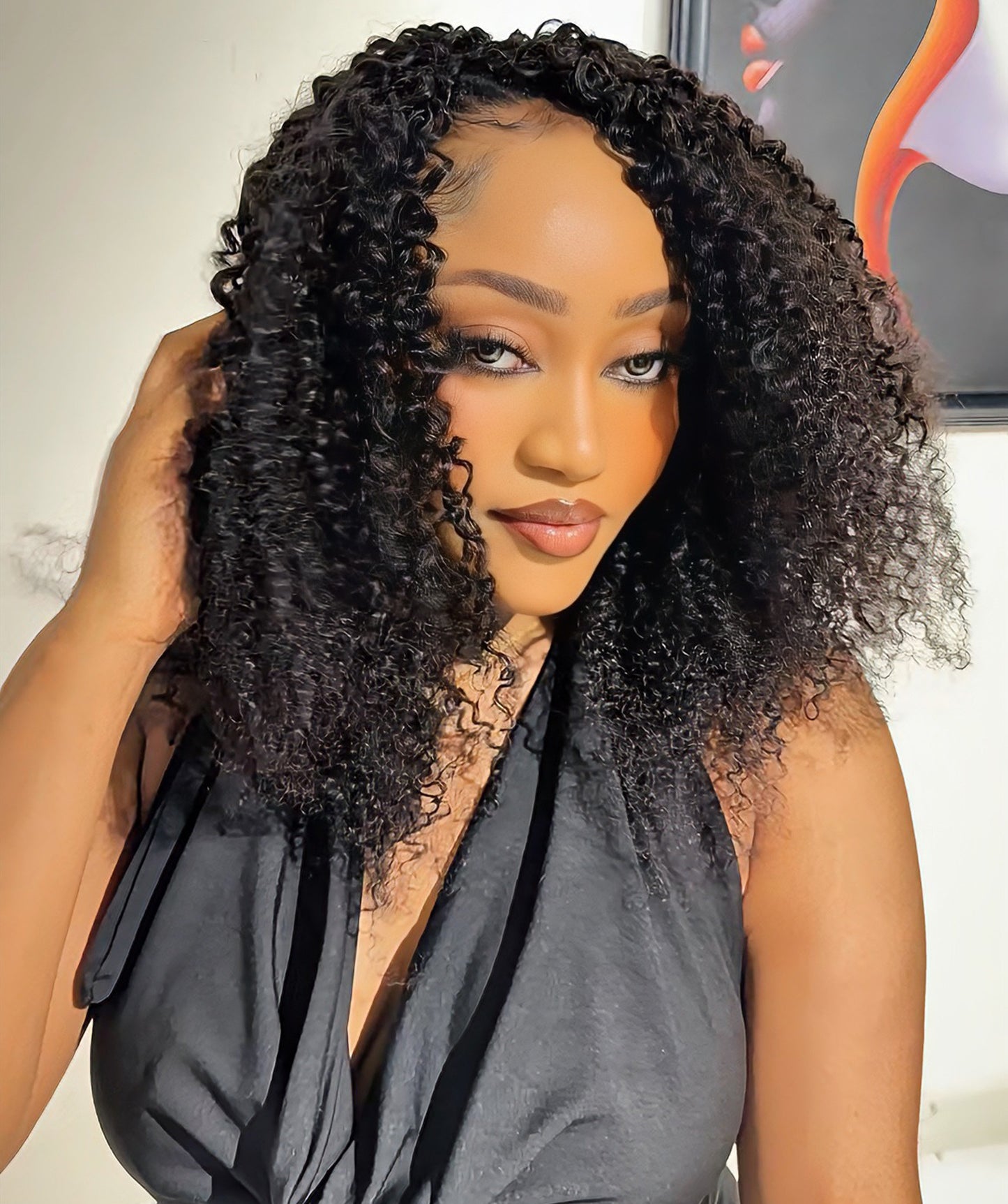 LUXLUXE Burmese Bohemian Real Human Crochet Curly Hair Extensions 40 Strands - Natural  & Natural Black 18 & 16 &14  Inch 50g Knotless Pre Separated Feather Line Lightweight Texture Curls Hairpiece for Women
