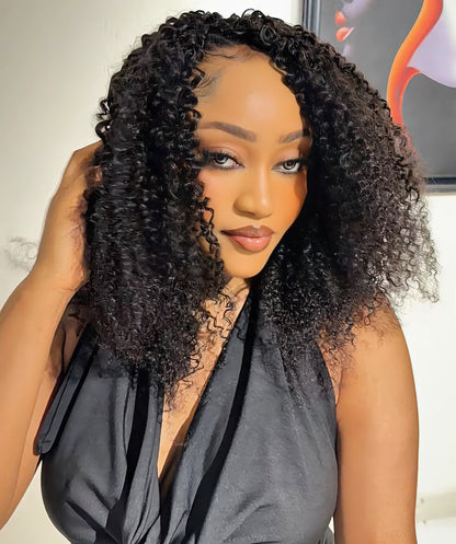 LUXLUXE Burmese Bohemian Real Human Crochet Curly Hair Extensions 40 Strands - Natural  & Natural Black 18 & 16 &14  Inch 50g Knotless Pre Separated Feather Line Lightweight Texture Curls Hairpiece for Women