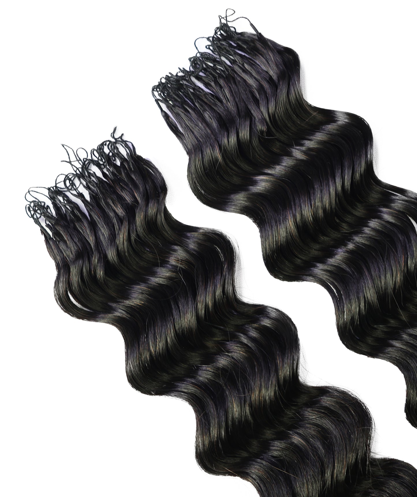 LUXLUXE Loose Deep Real Human Crochet Hair Extensions 40 Strands - Natural & Natural Black 18 & 16 & 14 Inch 50g Knotless Pre Separated Feather Line Lightweight Texture Wavy Hairpiece for Women