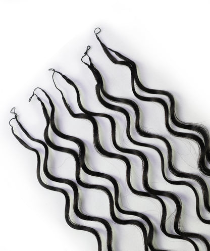 LUXLUXE Loose Deep Real Human Crochet Hair Extensions 40 Strands - Natural & Natural Black 18 & 16 & 14 Inch 50g Knotless Pre Separated Feather Line Lightweight Texture Wavy Hairpiece for Women