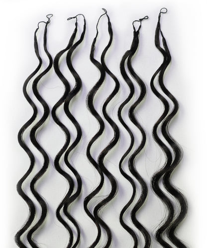 LUXLUXE Loose Deep Real Human Crochet Hair Extensions 40 Strands - Natural & Natural Black 18 & 16 & 14 Inch 50g Knotless Pre Separated Feather Line Lightweight Texture Wavy Hairpiece for Women