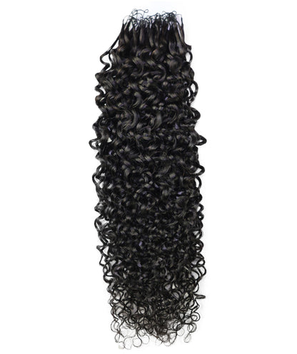 LUXLUXE Burmese Bohemian Real Human Crochet Curly Hair Extensions 40 Strands - Natural  & Natural Black 18 & 16 &14  Inch 50g Knotless Pre Separated Feather Line Lightweight Texture Curls Hairpiece for Women