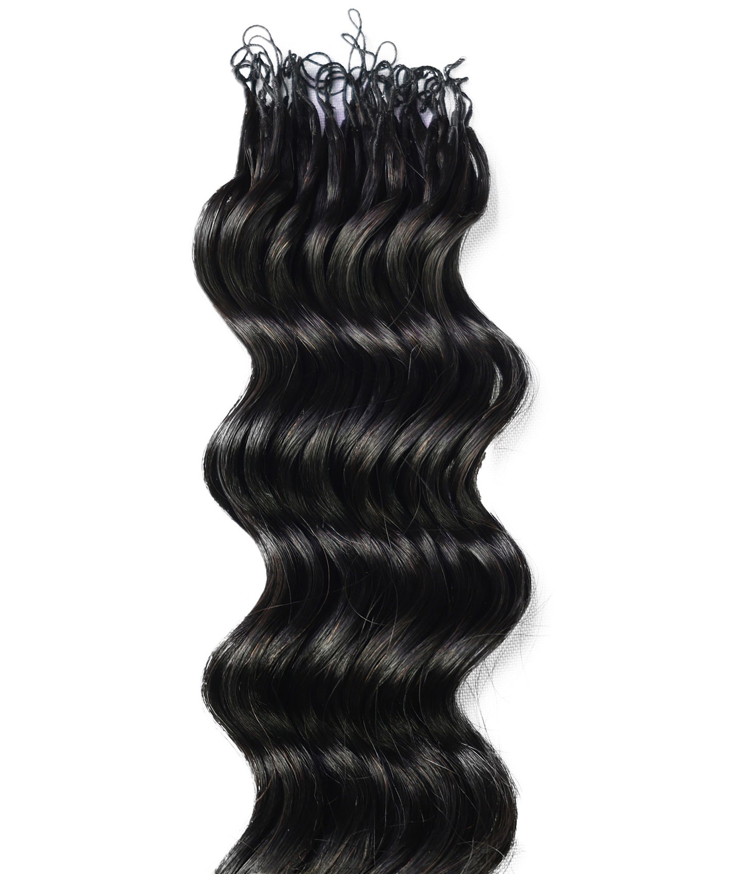 LUXLUXE Loose Deep Real Human Crochet Hair Extensions 40 Strands - Natural & Natural Black 18 & 16 & 14 Inch 50g Knotless Pre Separated Feather Line Lightweight Texture Wavy Hairpiece for Women