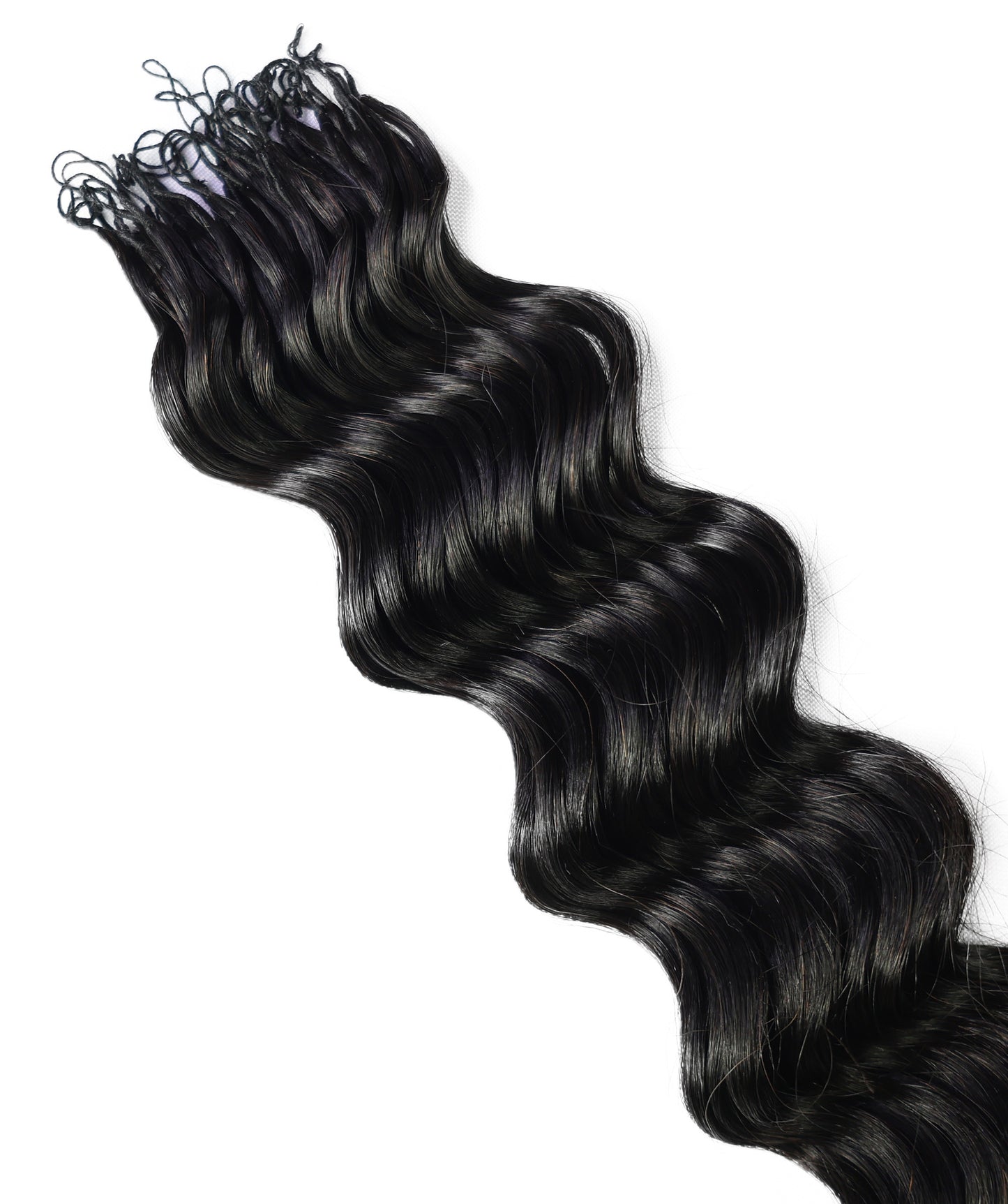 LUXLUXE Loose Deep Real Human Crochet Hair Extensions 40 Strands - Natural & Natural Black 18 & 16 & 14 Inch 50g Knotless Pre Separated Feather Line Lightweight Texture Wavy Hairpiece for Women