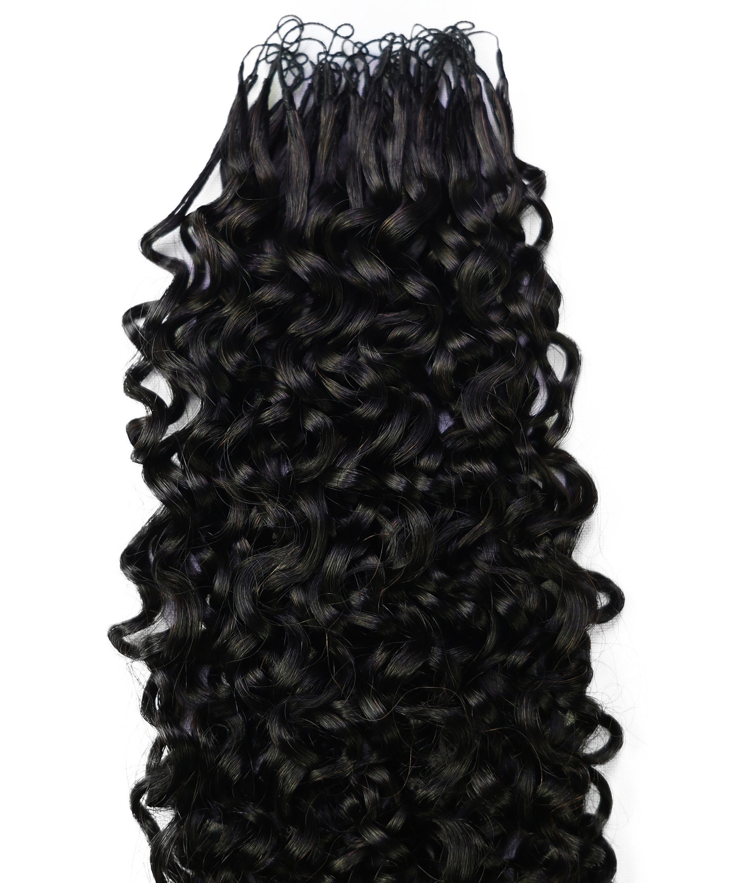 LUXLUXE Burmese Bohemian Real Human Crochet Curly Hair Extensions 40 Strands - Natural  & Natural Black 18 & 16 &14  Inch 50g Knotless Pre Separated Feather Line Lightweight Texture Curls Hairpiece for Women