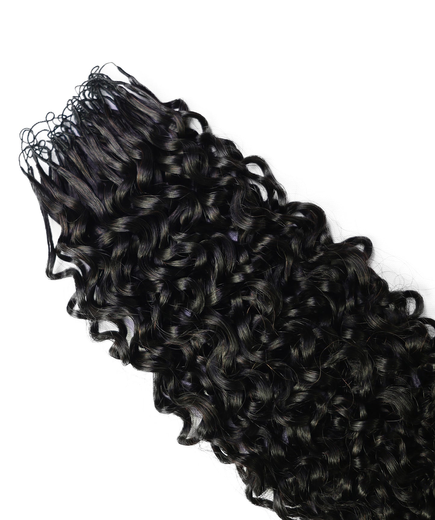 LUXLUXE Burmese Bohemian Real Human Crochet Curly Hair Extensions 40 Strands - Natural  & Natural Black 18 & 16 &14  Inch 50g Knotless Pre Separated Feather Line Lightweight Texture Curls Hairpiece for Women