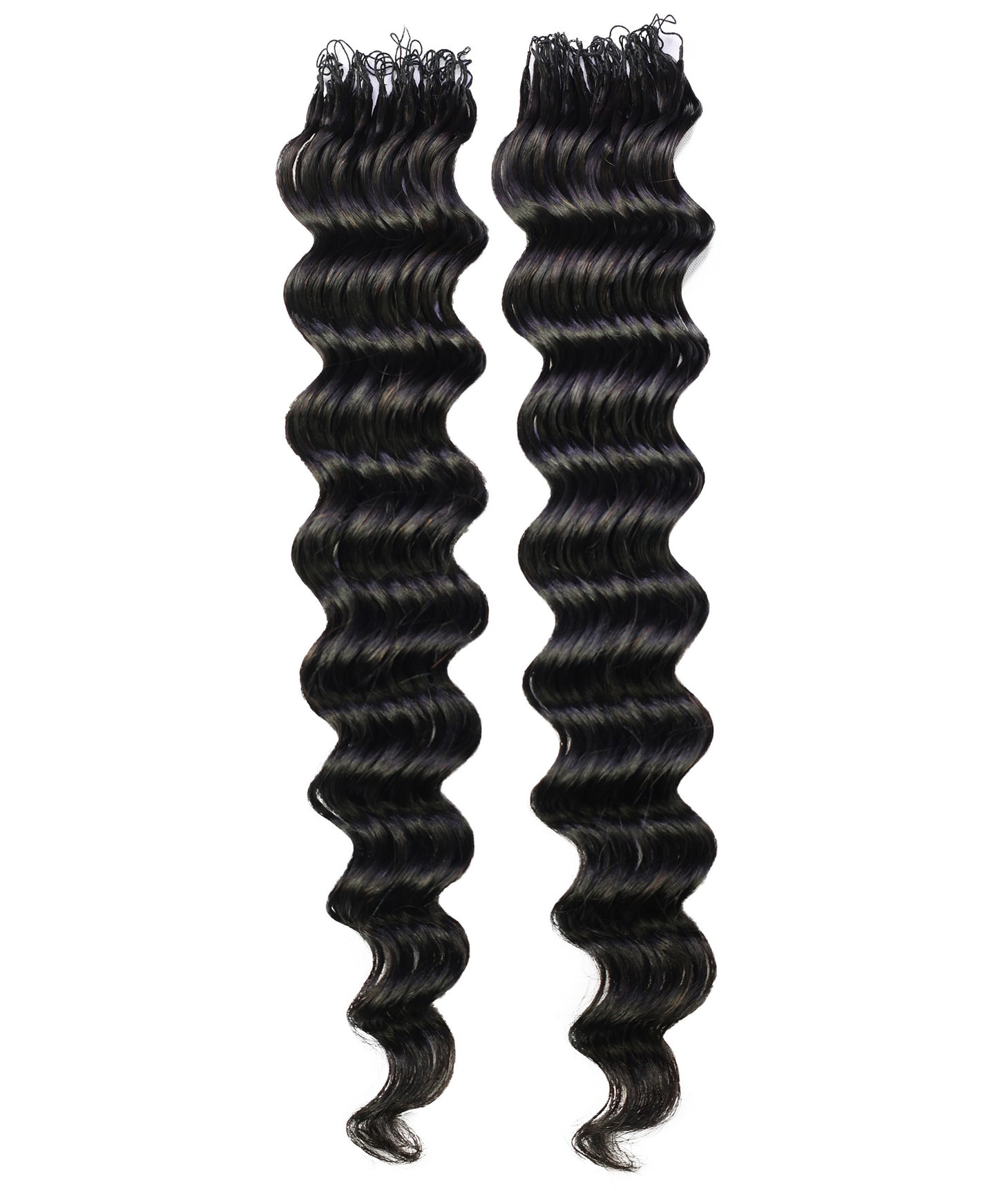 LUXLUXE Loose Deep Real Human Crochet Hair Extensions 40 Strands - Natural & Natural Black 18 & 16 & 14 Inch 50g Knotless Pre Separated Feather Line Lightweight Texture Wavy Hairpiece for Women