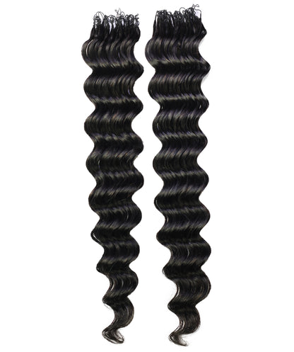 LUXLUXE Loose Deep Real Human Crochet Hair Extensions 40 Strands - Natural & Natural Black 18 & 16 & 14 Inch 50g Knotless Pre Separated Feather Line Lightweight Texture Wavy Hairpiece for Women