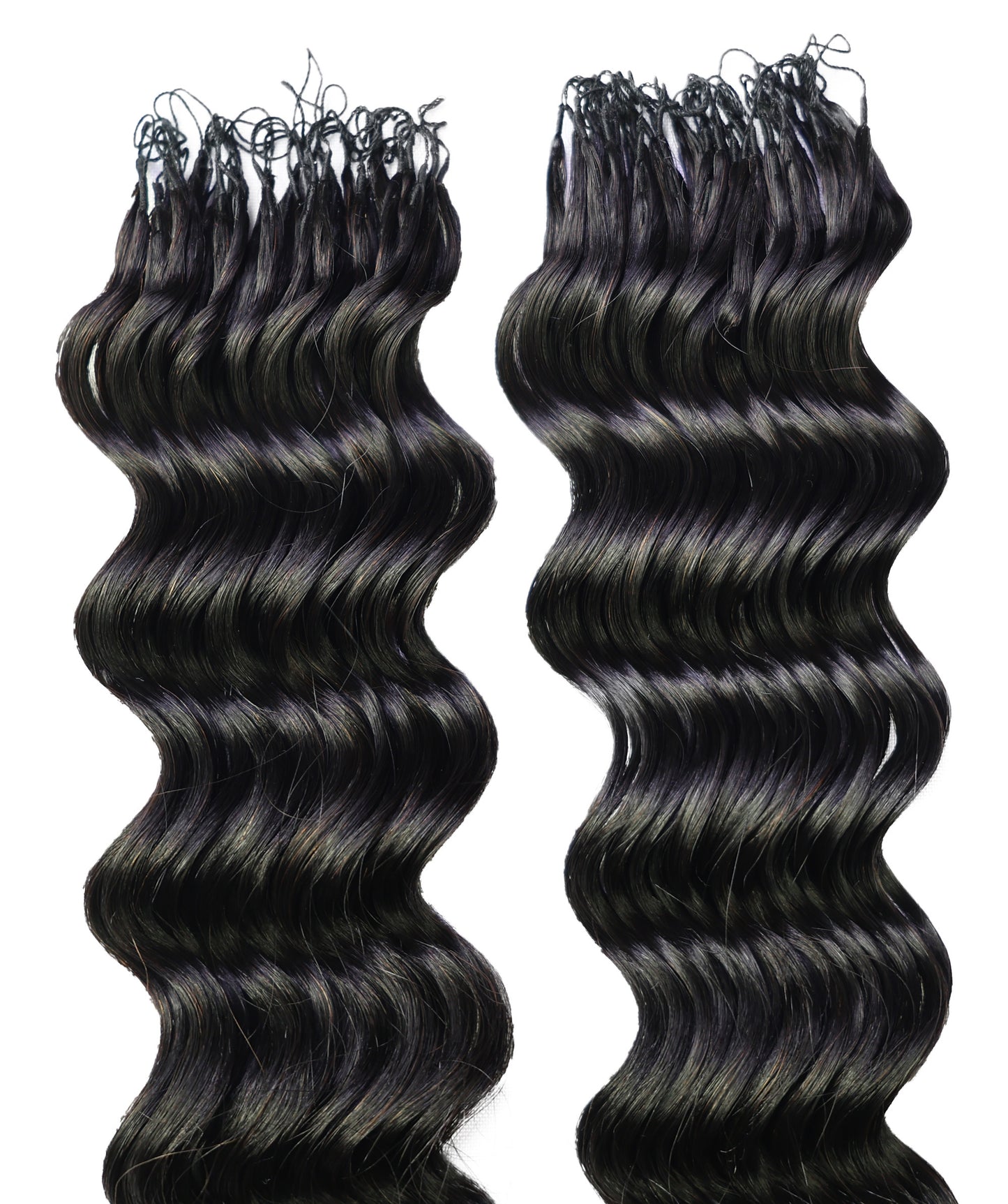 LUXLUXE Loose Deep Real Human Crochet Hair Extensions 40 Strands - Natural & Natural Black 18 & 16 & 14 Inch 50g Knotless Pre Separated Feather Line Lightweight Texture Wavy Hairpiece for Women