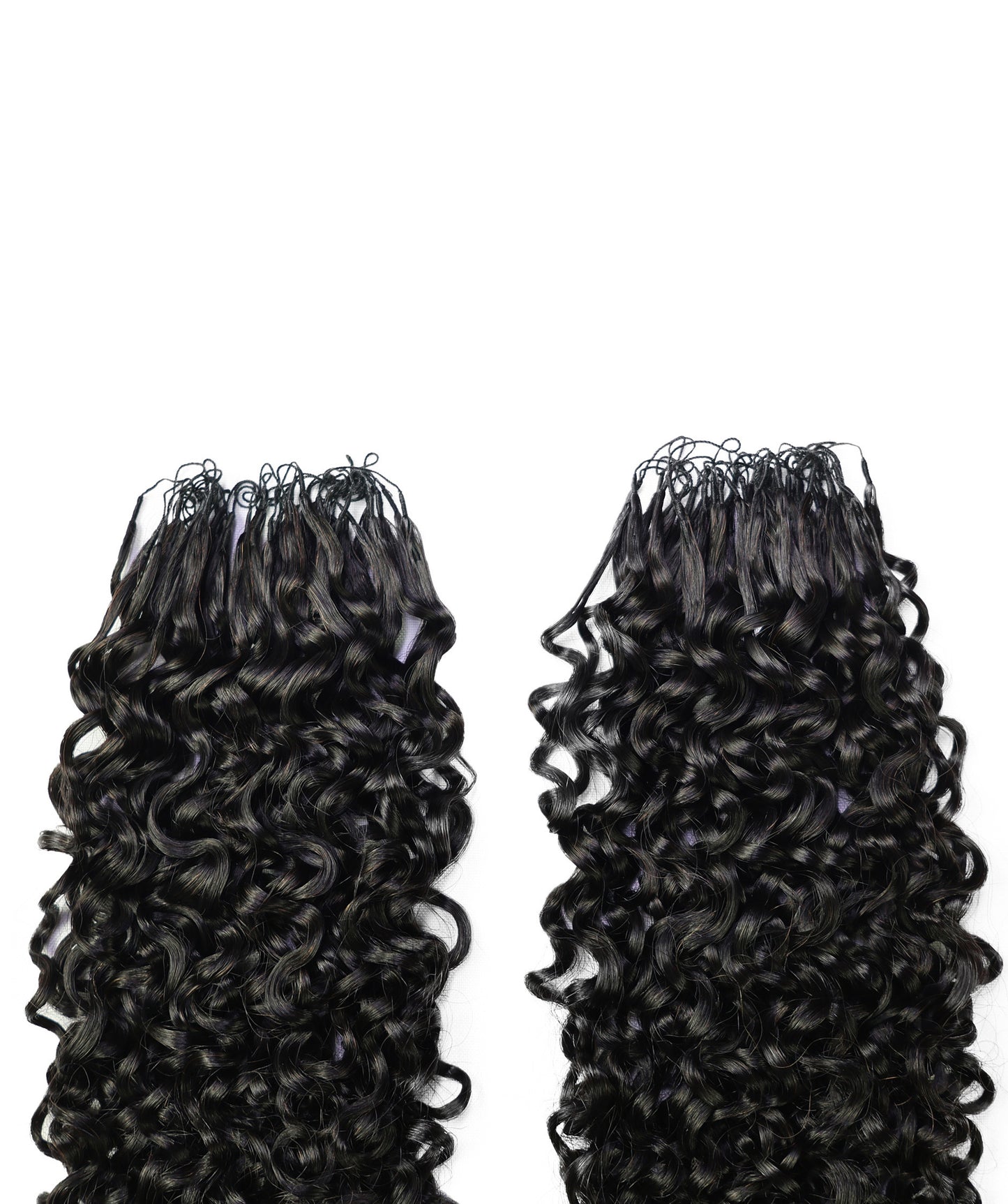 LUXLUXE Burmese Bohemian Real Human Crochet Curly Hair Extensions 40 Strands - Natural  & Natural Black 18 & 16 &14  Inch 50g Knotless Pre Separated Feather Line Lightweight Texture Curls Hairpiece for Women