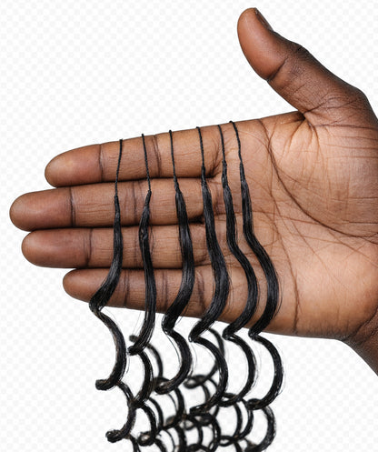 LUXLUXE Deep Wave Real Human Crochet Hair Extensions - Natural & Natural Black 18 & 16 & 14 Inch 50g Knotless Pre Separated Feather Wavy Hairpiece for Women