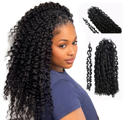 LUXLUXE Knotless Pixie Curly Raw Crochet Natural Human Hair Extensions - 14" 40g 16" 45g & 18" 50g Pre Separated 40 Strands Feather Hairpiece for Women