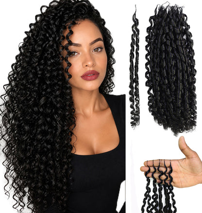 LUXLUXE Knotless Pixie Curly Raw Crochet Natural Human Hair Extensions - 14" 40g 16" 45g & 18" 50g Pre Separated 40 Strands Feather Hairpiece for Women