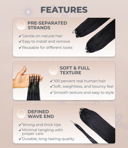 LUXLUXE Knotless Silk Straight Crochet Human Hair Extensions - Natural Black 14" 40g 16" 45g & 18" 50g Pre Separated 40 Strands Feather hairpiece for Women