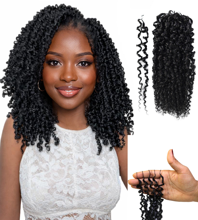 LUXLUXE Knotless Micro Yanky Curly Pre Looped Crochet Human Hair Extensions - Natural Black 14" 40g 16" 45g & 18" 50g Pre Separated 40 Strands Feather Protective Style