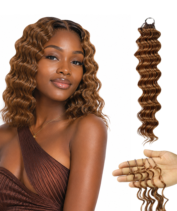 LUXLUXE Deep Wave Synthetic Crochet Hair Extensions – Available in 14"  78g 18" 100g & 22" 120g Pre Separated 100 Strands Feather Hairpiece