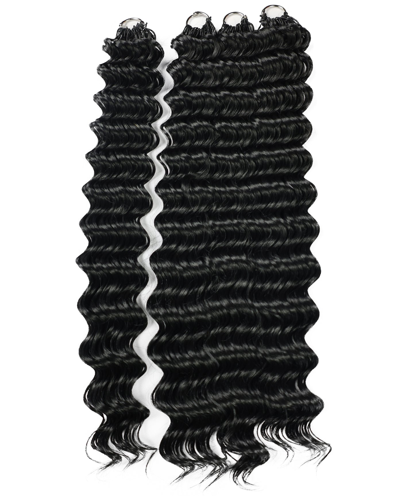 LUXLUXE Deep Wave Synthetic Crochet Hair Extensions – Available in 14"  78g 18" 100g & 22" 120g Pre Separated 100 Strands Feather Hairpiece